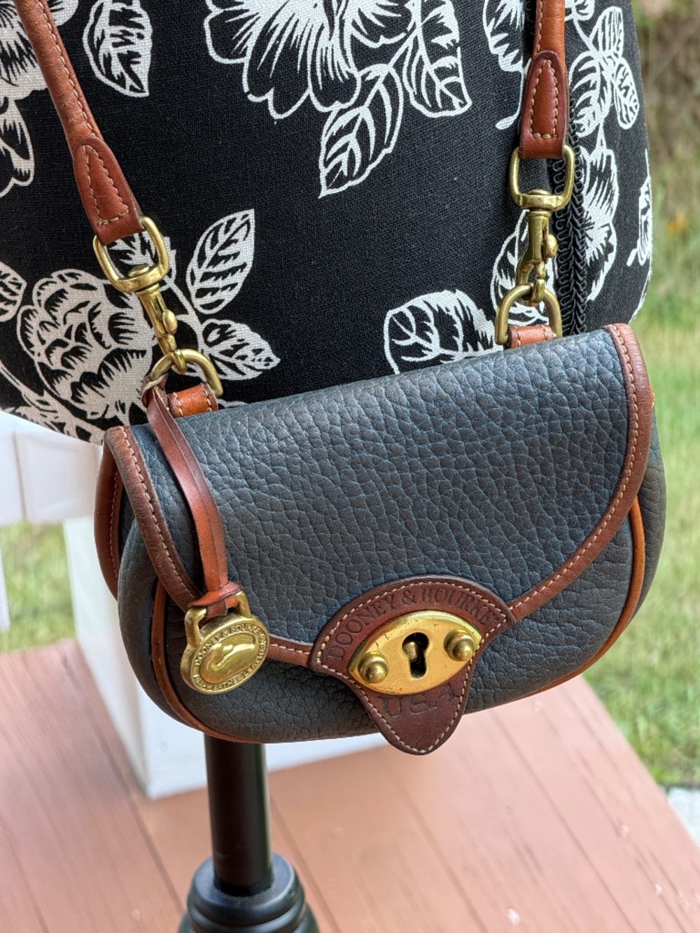 Vintage Dooney & Bourke R74 Mini Calvary Belt Bag Crossbody Navy AWL USA